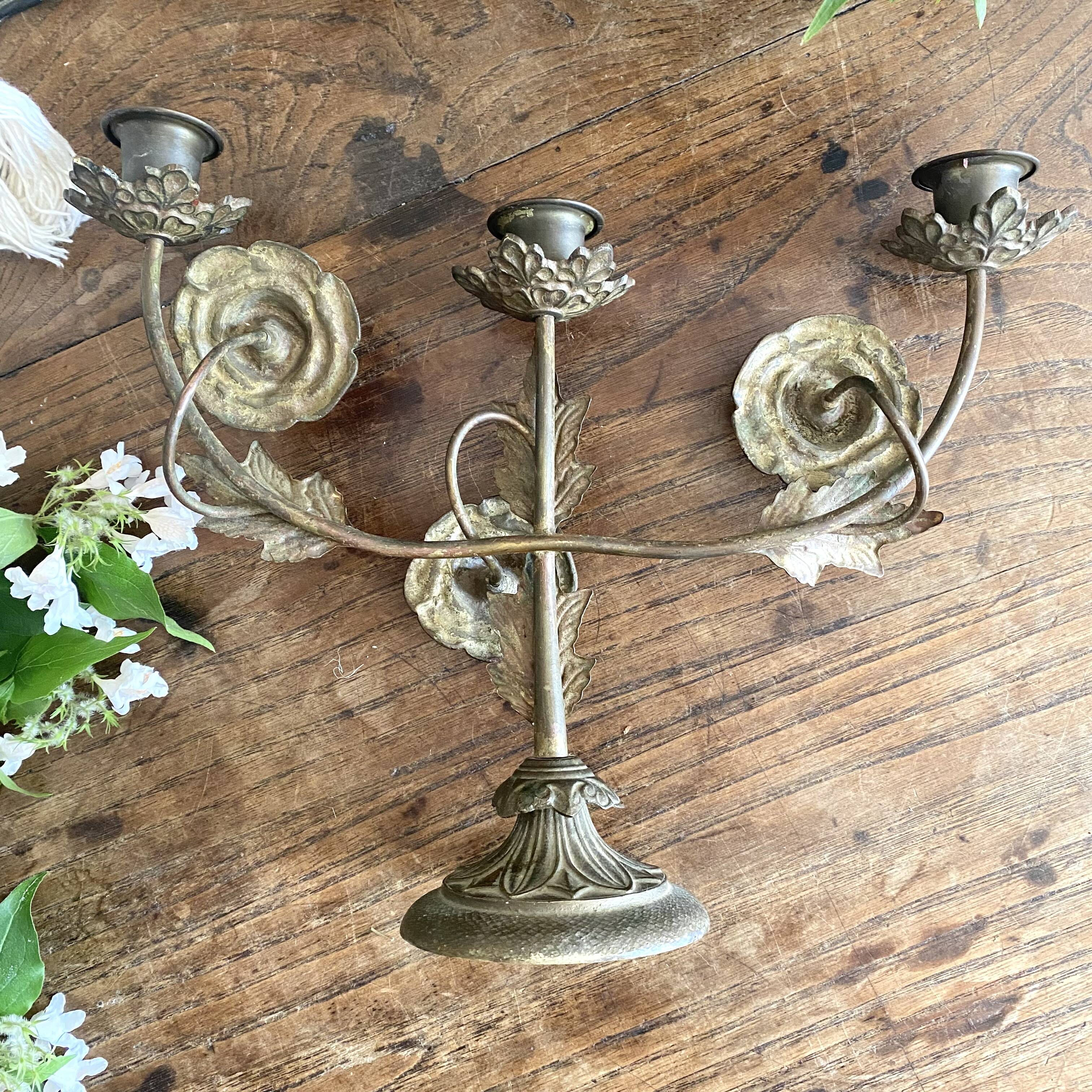 Antique 3-light 19th century candlestick