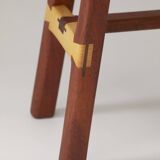 Contemporary handcrafted stool / end table in solid sipo and oak wood