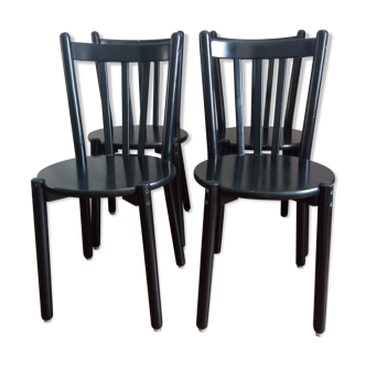 Vintage black lacquered wooden chairs 1980