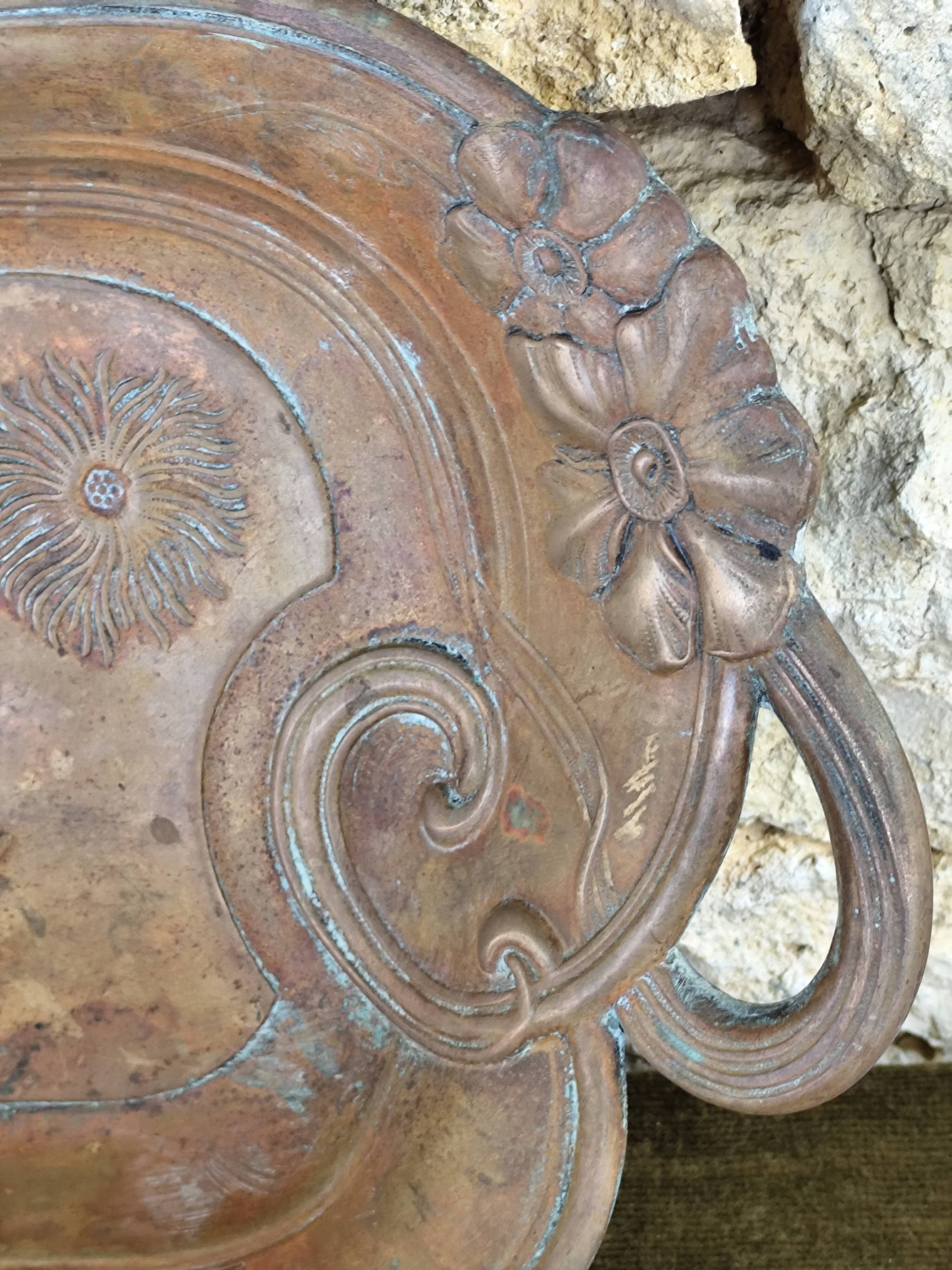 Antique art nouveau brass tray