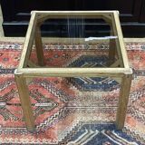 Table basse en chêne et dessus verre, travail des années 1950