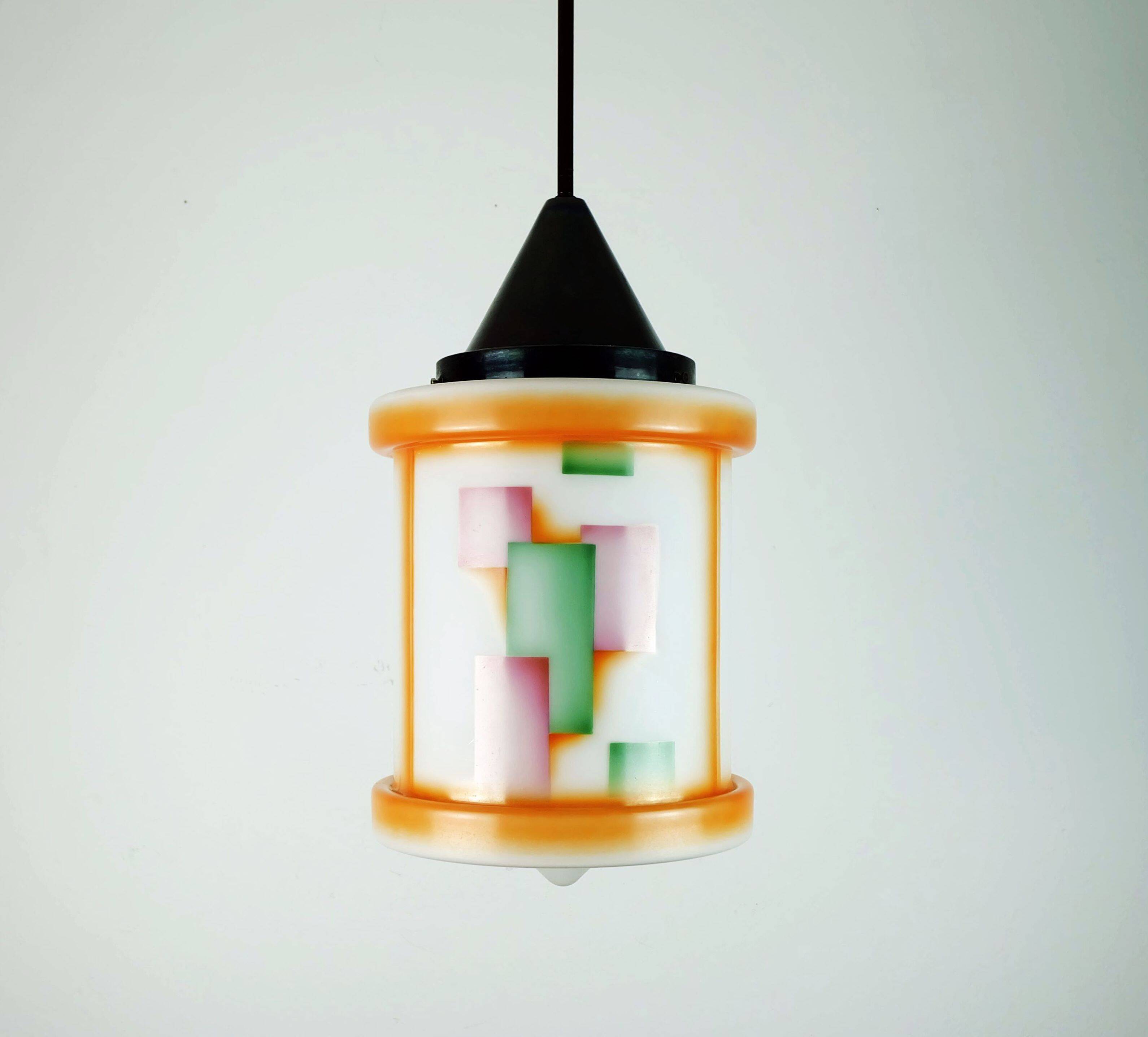 Art déco glass pendant light airbrush 1920s 30s avantgarde design