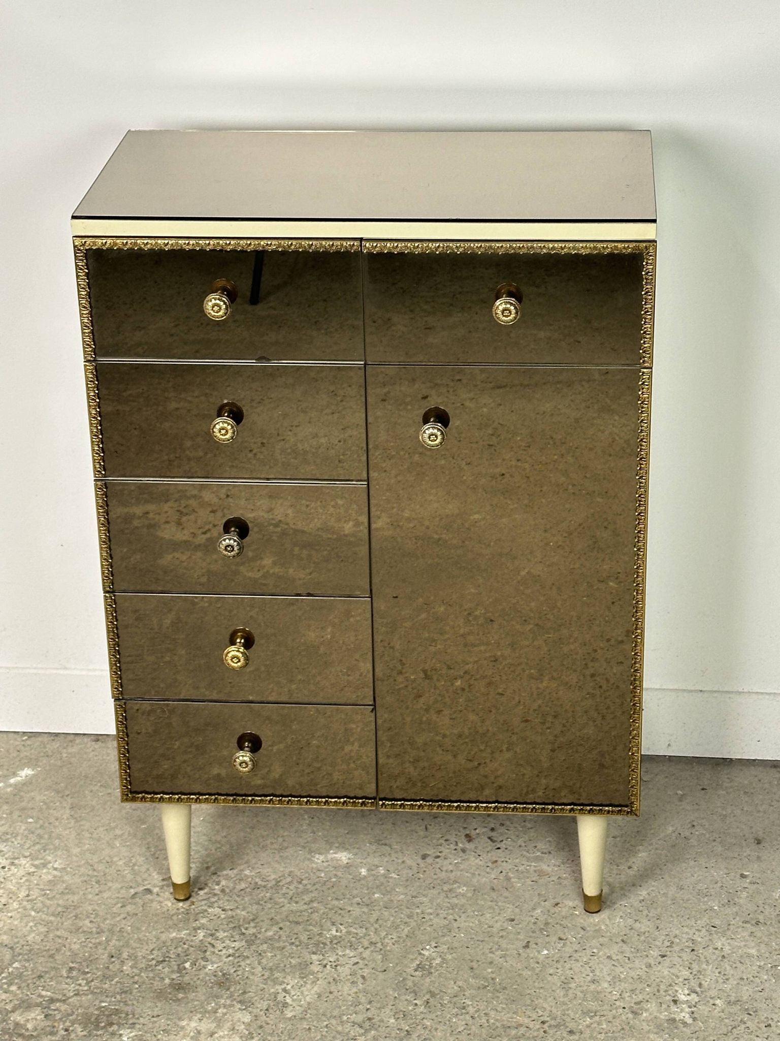 Commode italienne en verre miroir vintage 1960