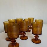 Set of 10 1970 glasses in molded glass tree wood
