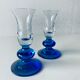 Pair of glass candle holders
