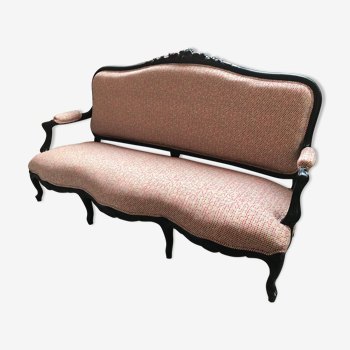 Sofa bench Louis Philippe Napoleon III, redesigned Nobilis fabric, country style