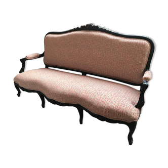Sofa bench Louis Philippe Napoleon III, redesigned Nobilis fabric, country style