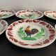 6 plates in earthenware rooster Terre de Fer Choisy Le Roy, 20th century