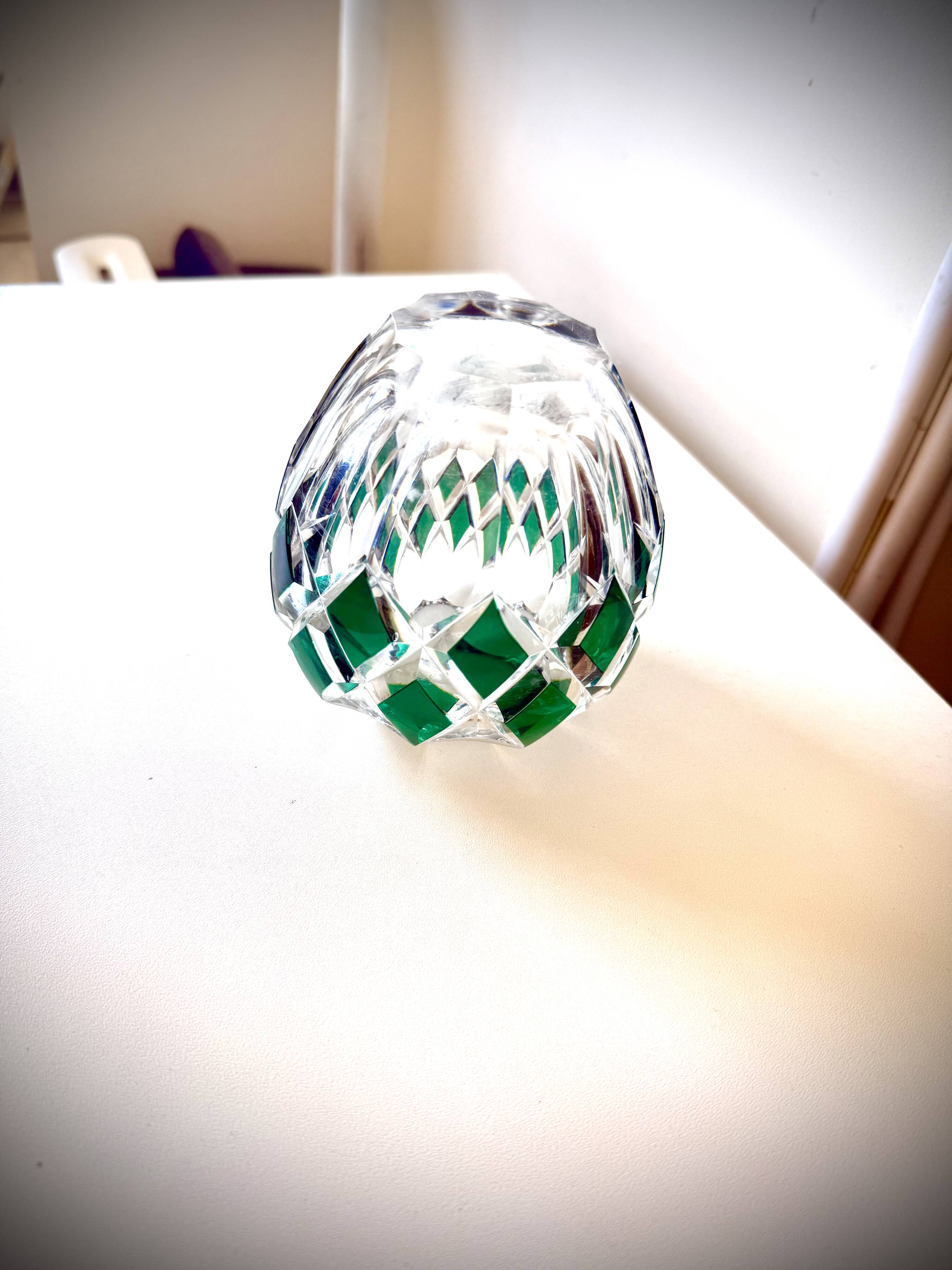 Engraved crystal vase Val Saint-Lambert