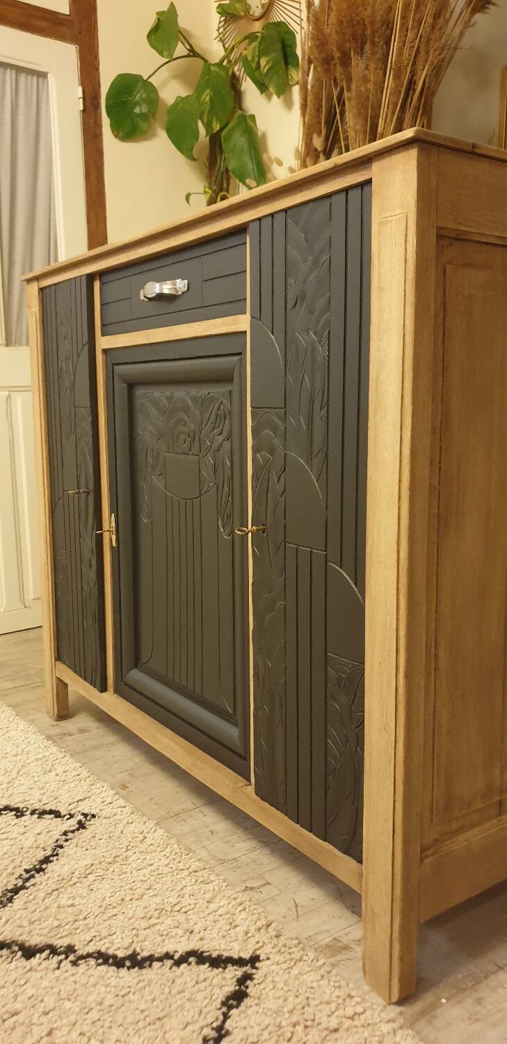 Art deco sideboard in solid oak