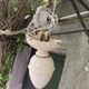 Chandelier, suspension in pink opaline and white interior, complete with pendulum, counterweight,