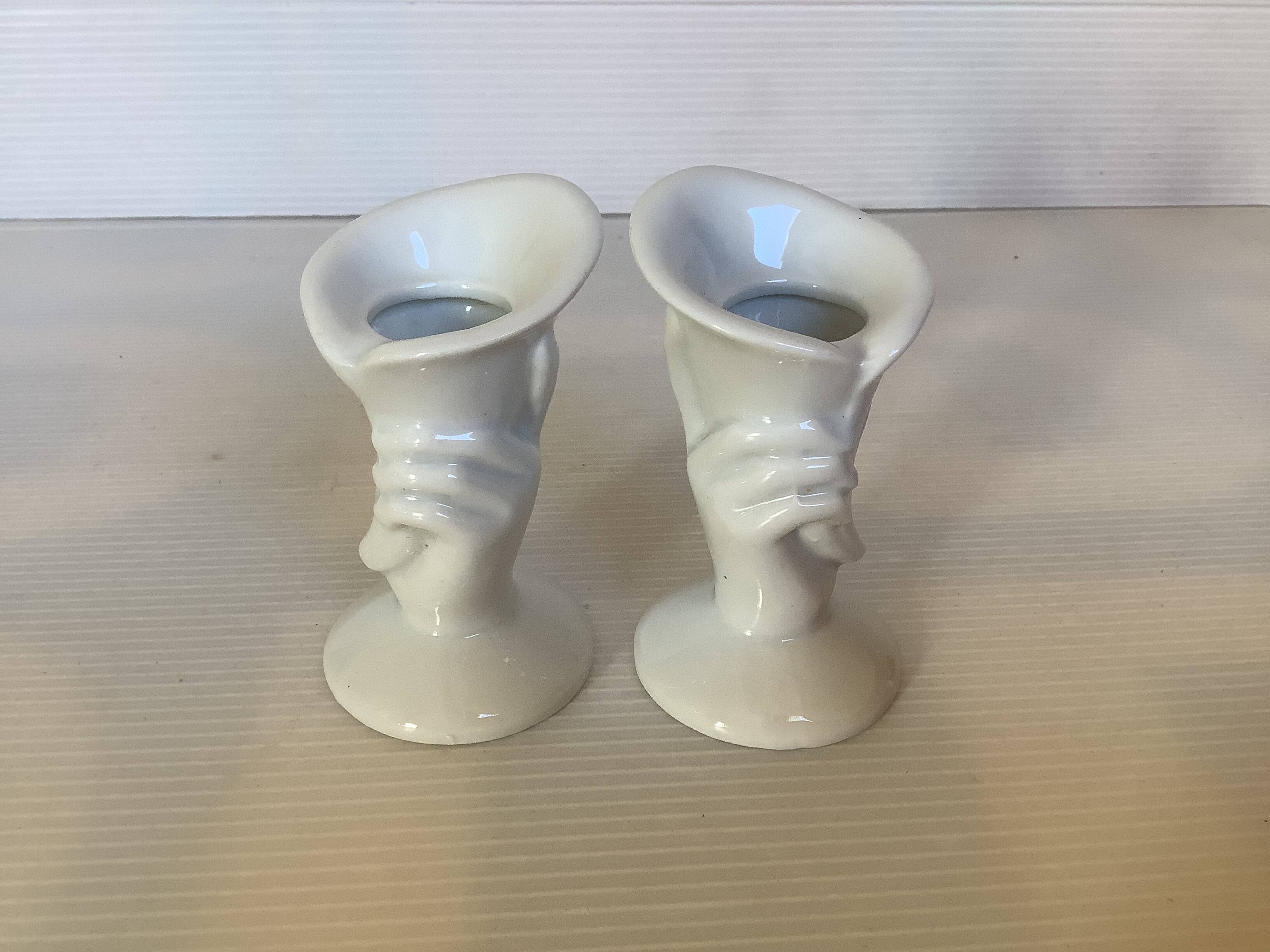 Pair of mini hand candle holders