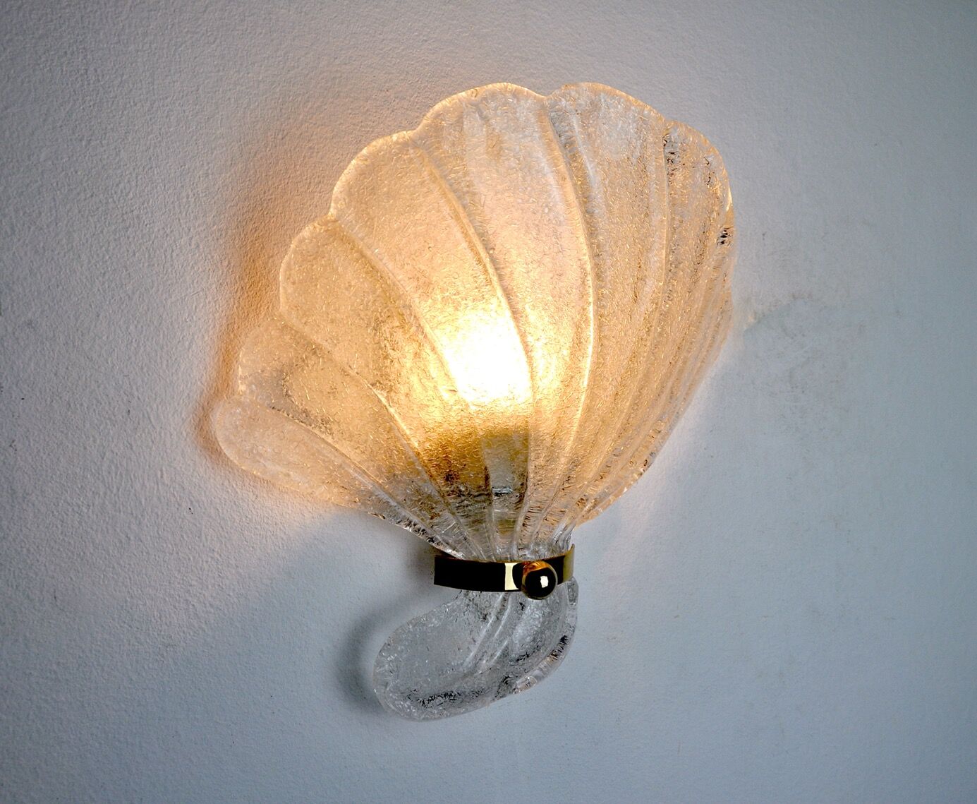 Shell wall lamp, murano glass, italy, 1970