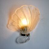 Shell wall lamp, murano glass, italy, 1970