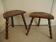 pair of wooden stools rustic vintage country decor