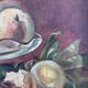 Antique original still life oil painting, fruit kitchen art