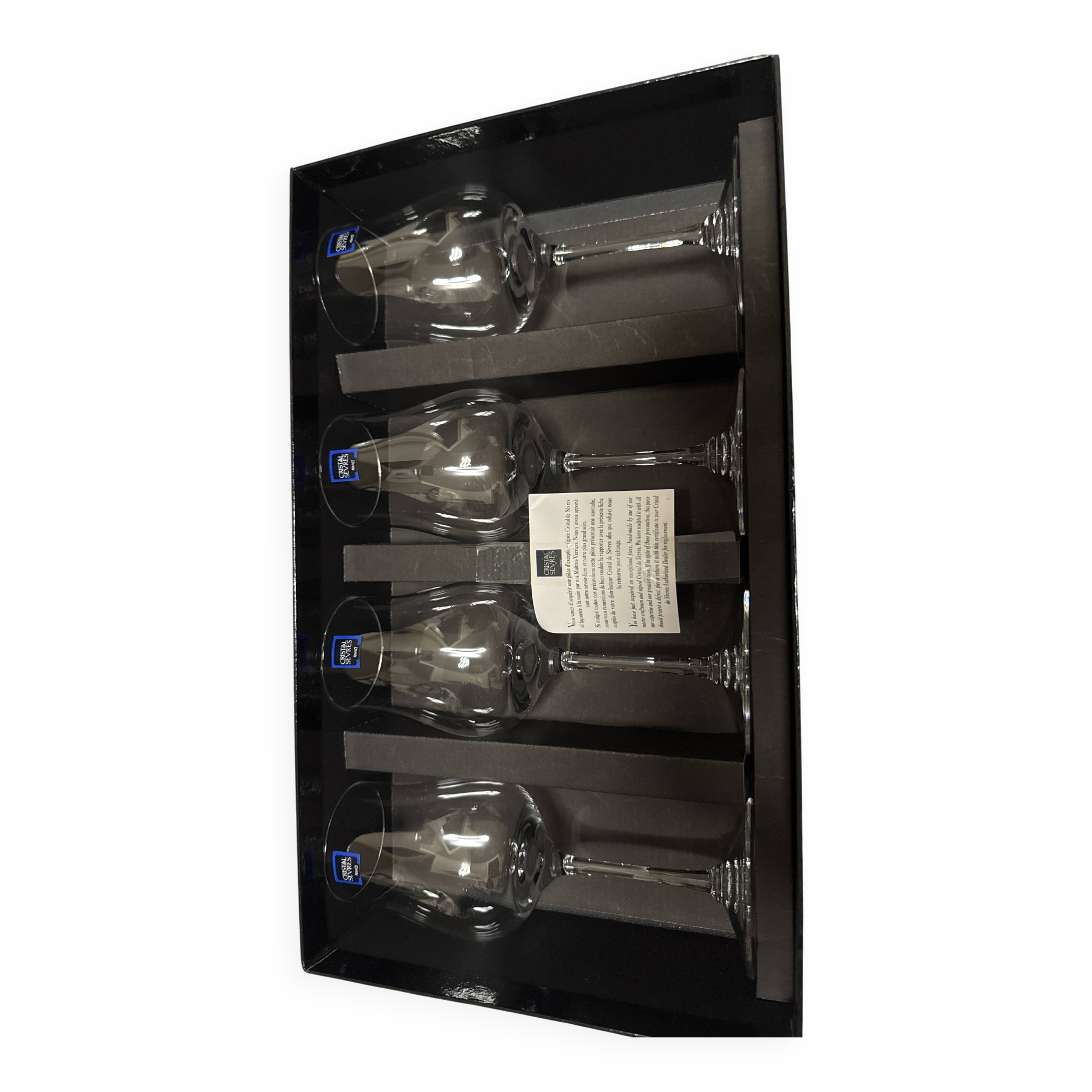 Lot of 4 Crystal Wine Glasses from Sèvres, France