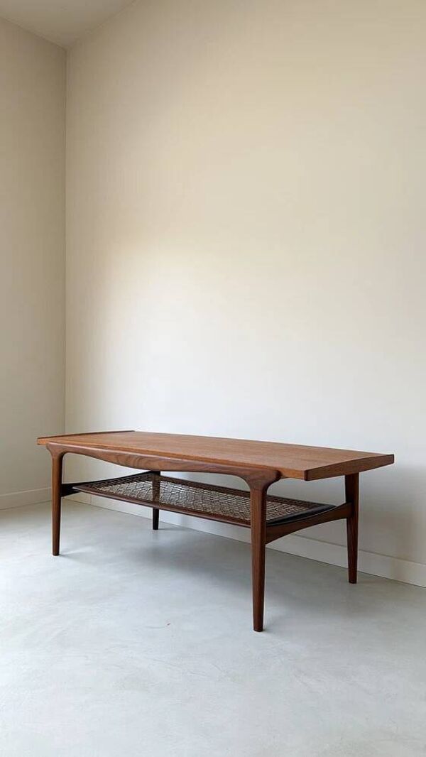 Table basse en bois vintage avec plateau en Formica réversible