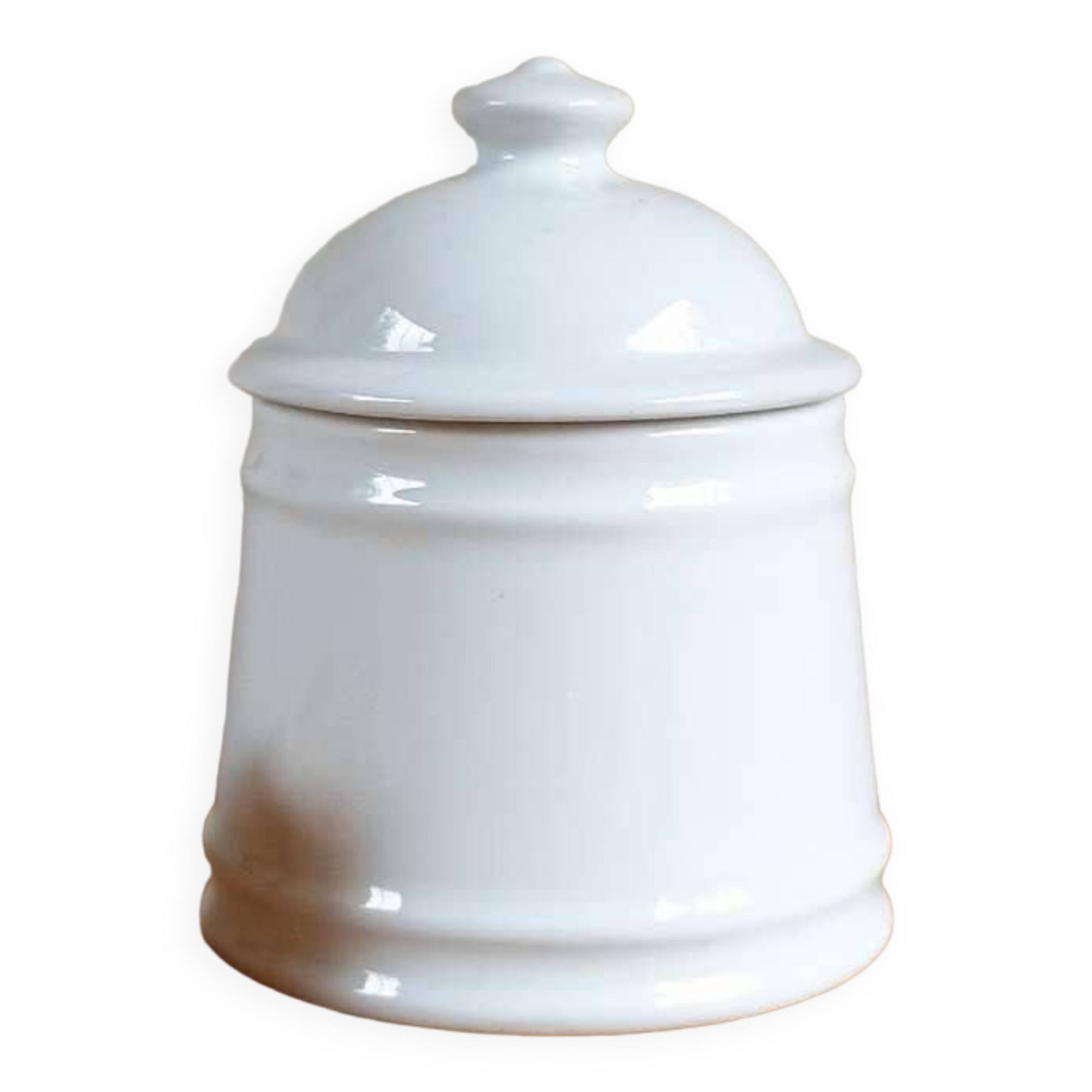 White enameled sugar bowl
