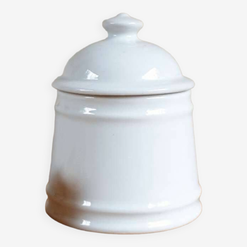 White enameled sugar bowl