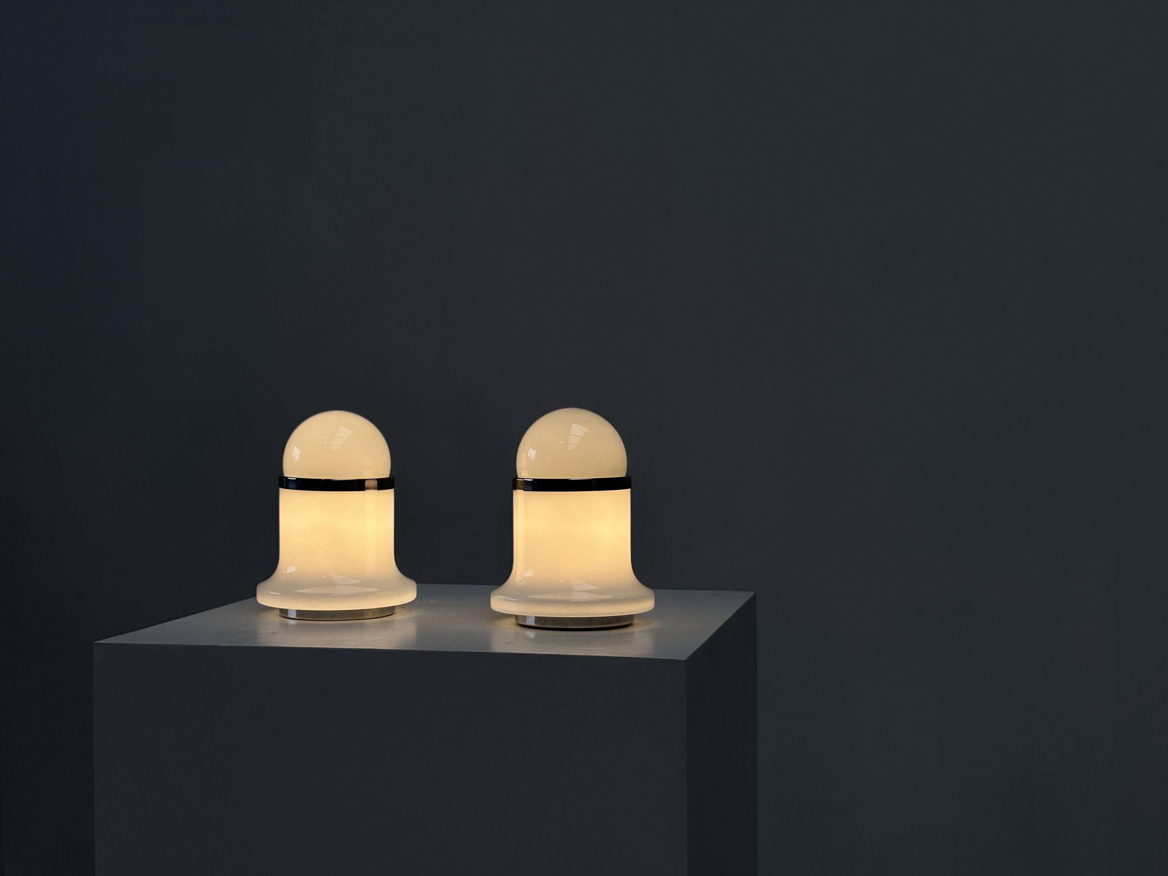 2 lampes de table en verre de Murano éditées par Reggiani
