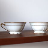Vintage coffee cups made of fine Limoges porcelain - Raspberry and golden décor