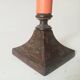Vintage candlestick in solid gilded brass and orange wood.