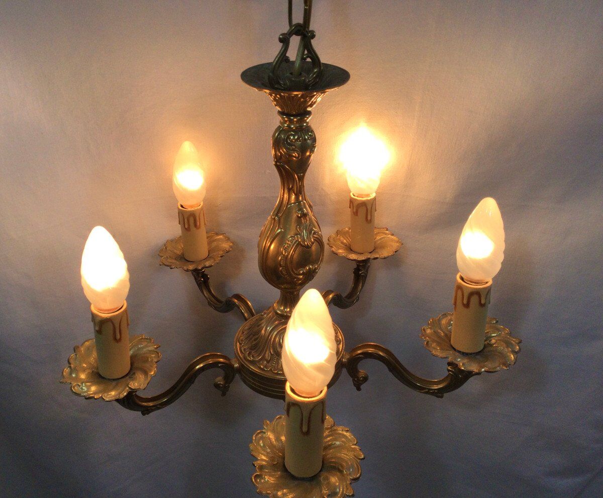 Chandelier 5 lights in bronze