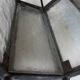 ancient hexagonal wrought iron lantern, decoration lily flowers- 19th century