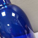 Holmegaard Harlequin Glass vase in blue with thick green base. Designed by Anja Kjær in 1994.