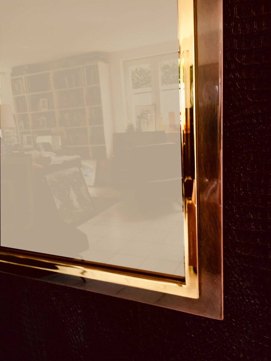 Postmodern Square Bronze Mirror from Belgo Chrom, Belgium, 1980s