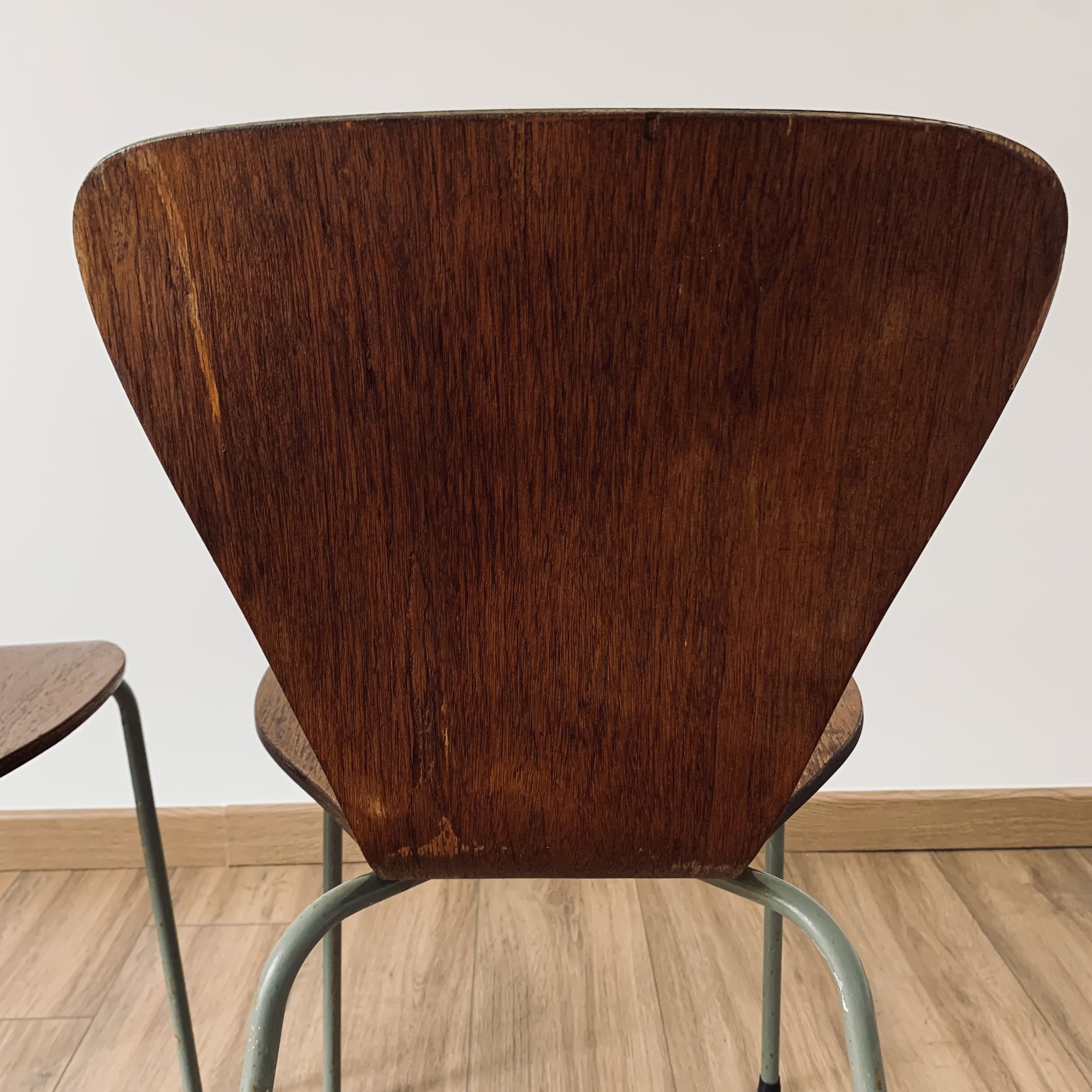 Pair of 3107 chairs - wood & metal