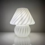 Vintage Murano Italy mushroom lamp with glossy white spiral decoration