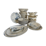 Table service 63 pieces Gien earthenware 19th century Marines model