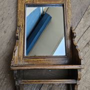 Ancien miroir de barbier en teck birman