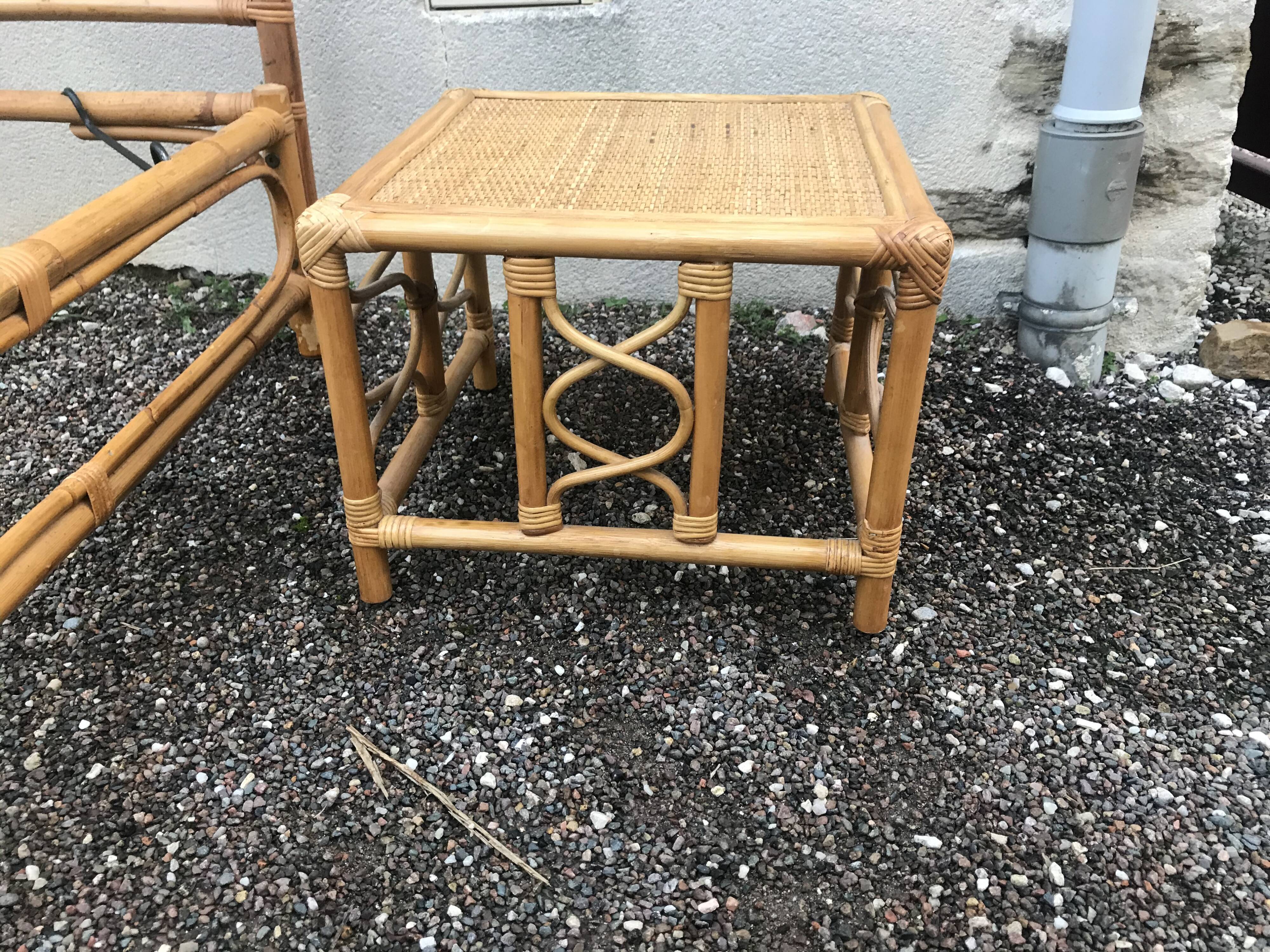 Double bamboo bed and bedside