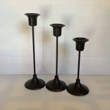 Trio of Scandinavian tulip-foot candlesticks