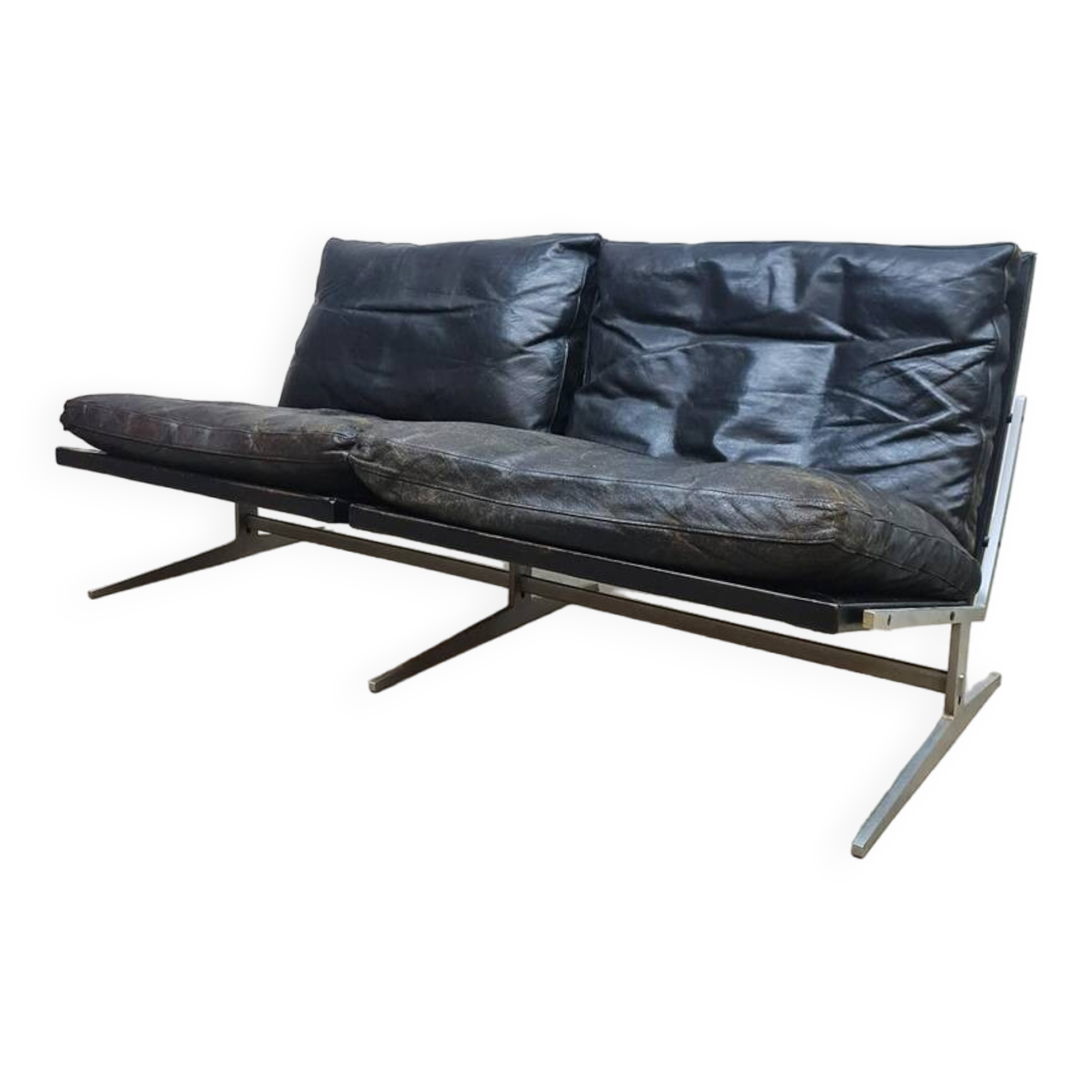 Vintage 2-seater leather sofa BO-583 1960s