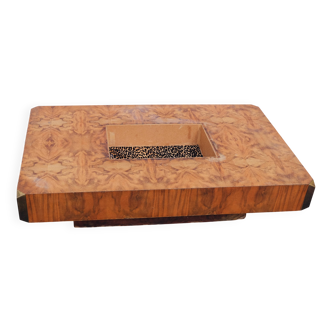 Table basse en loupe d'orme Alveo Willy Rizzo vintage
