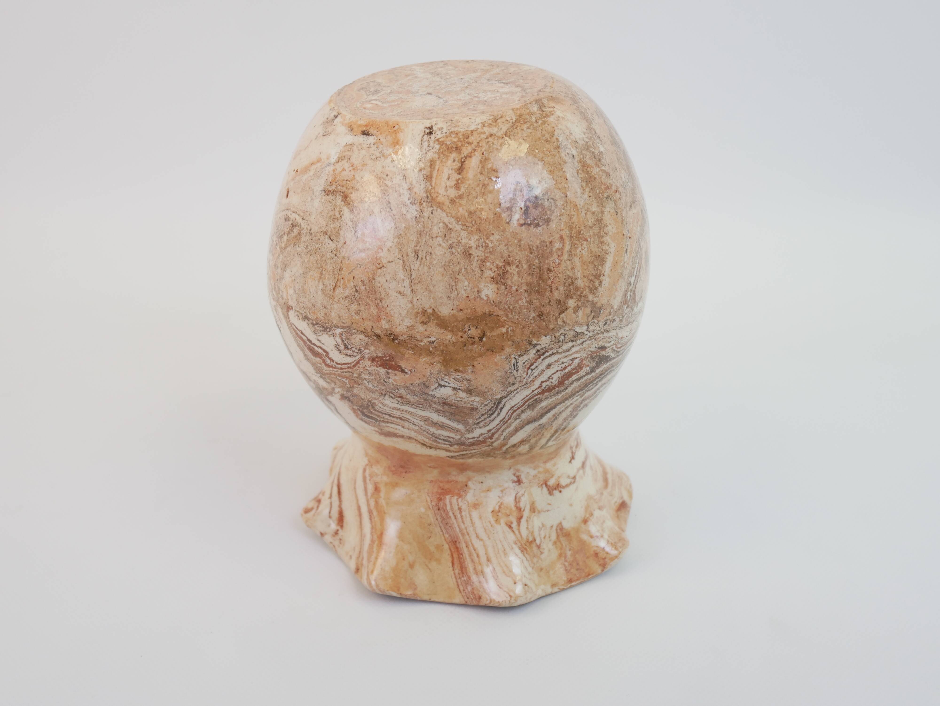 Round vase with corolla neck in ochre mixed earth