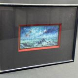 Tableau gouache Marine à la mer par tempête signée Schmitt