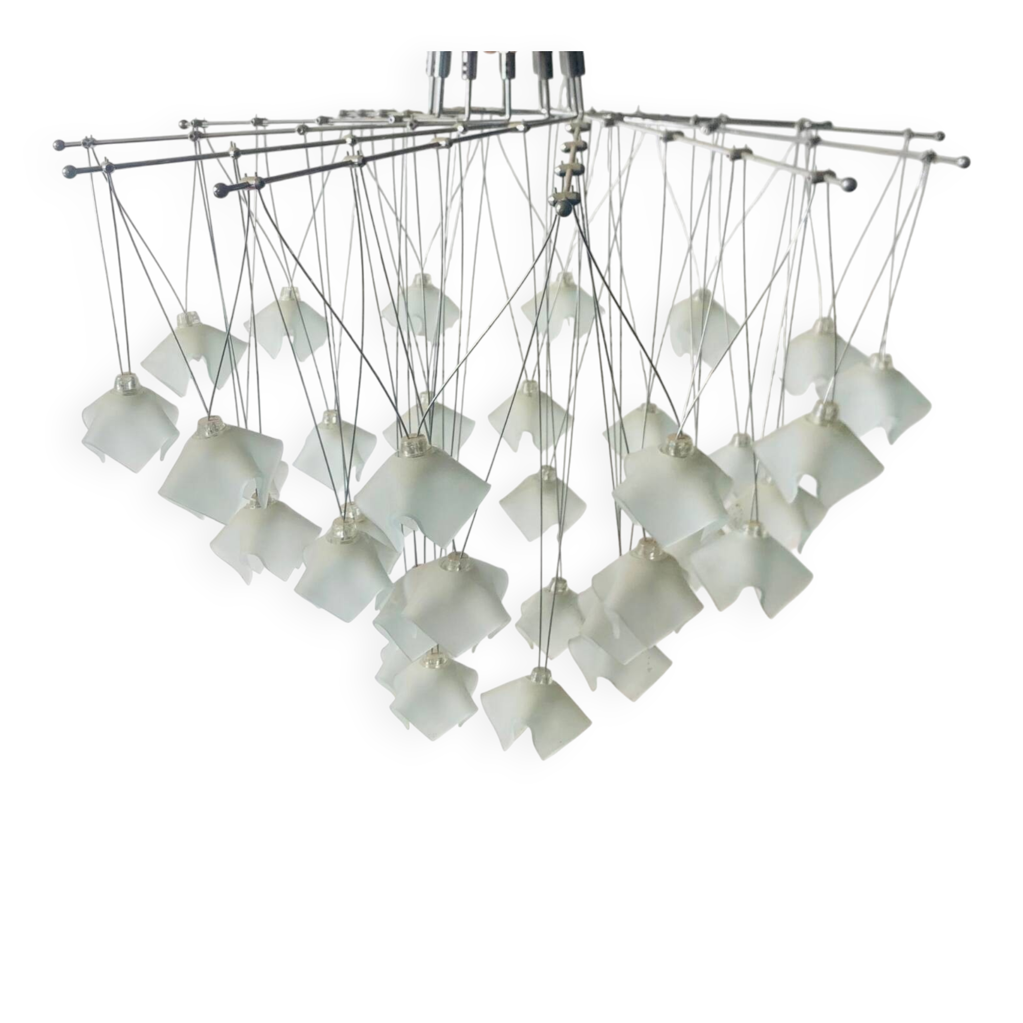 Lustre en cascade Lucciole par MetalSpot en chromé et verre dépoli