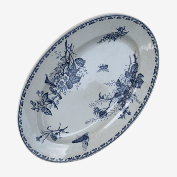 Plat terre de fer bleu oval