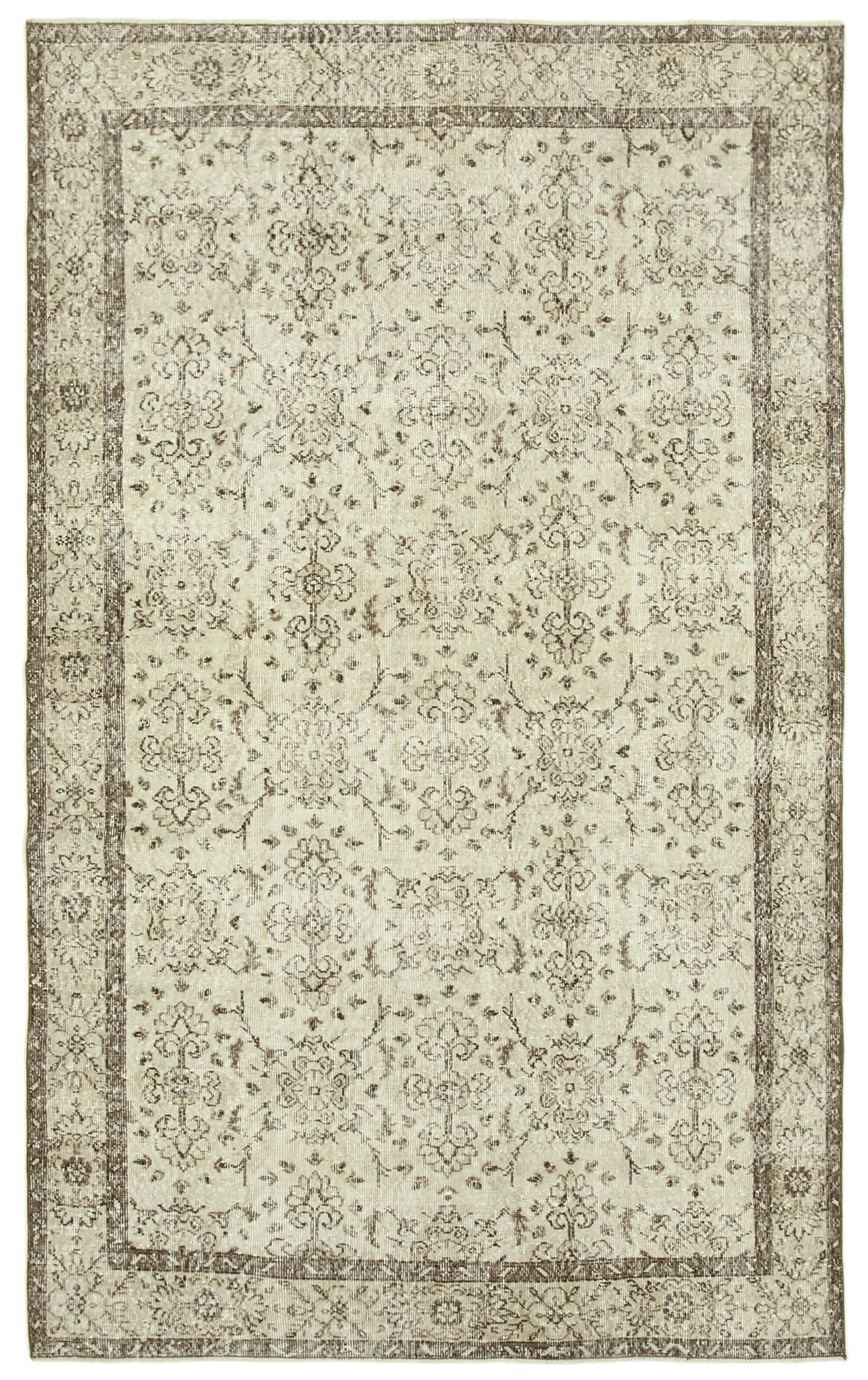 Handwoven antique anatolian beige carpet 188 cm x 303 cm