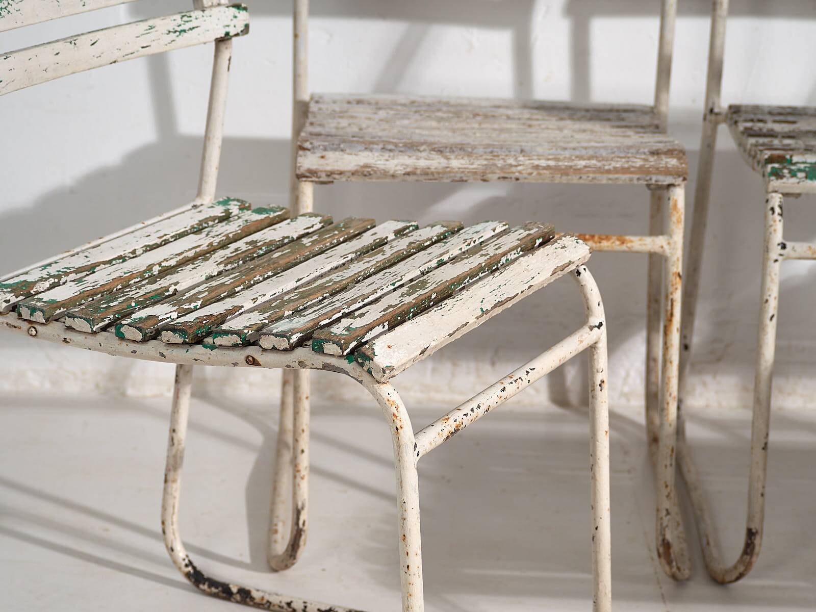 Antique white outdoor chairs (circa 1920). Set of 4