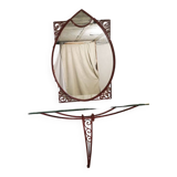Miroir fer forgé et sa tablette en verre