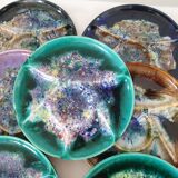 Set of 10 ceramic fondue plates signed Morvan (Gaston Gaubier)