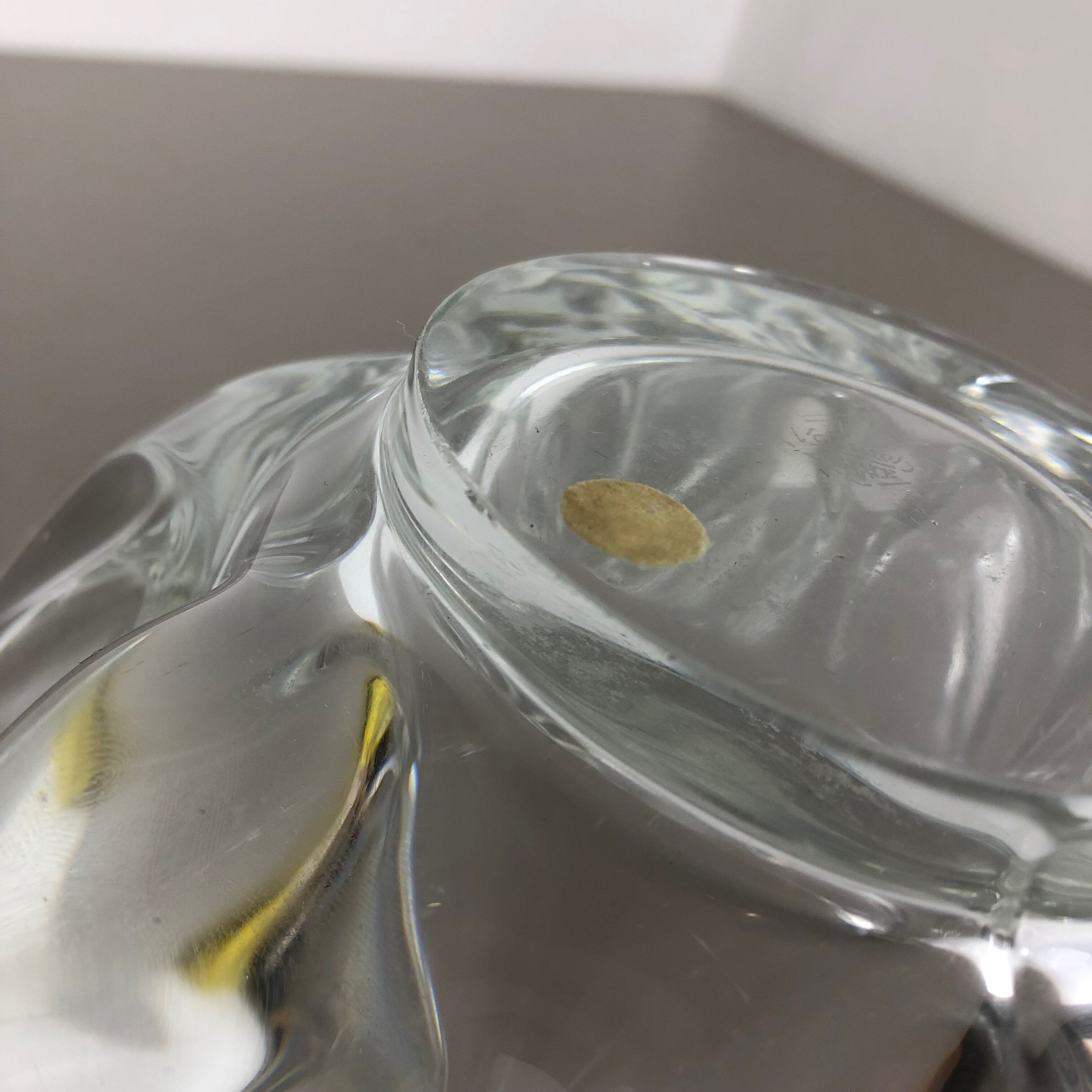 Large French Floral Crystal Glass Shell Bowl by Art Vannes, France, 1970s