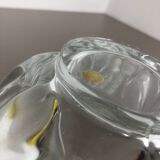 Large French Floral Crystal Glass Shell Bowl by Art Vannes, France, 1970s