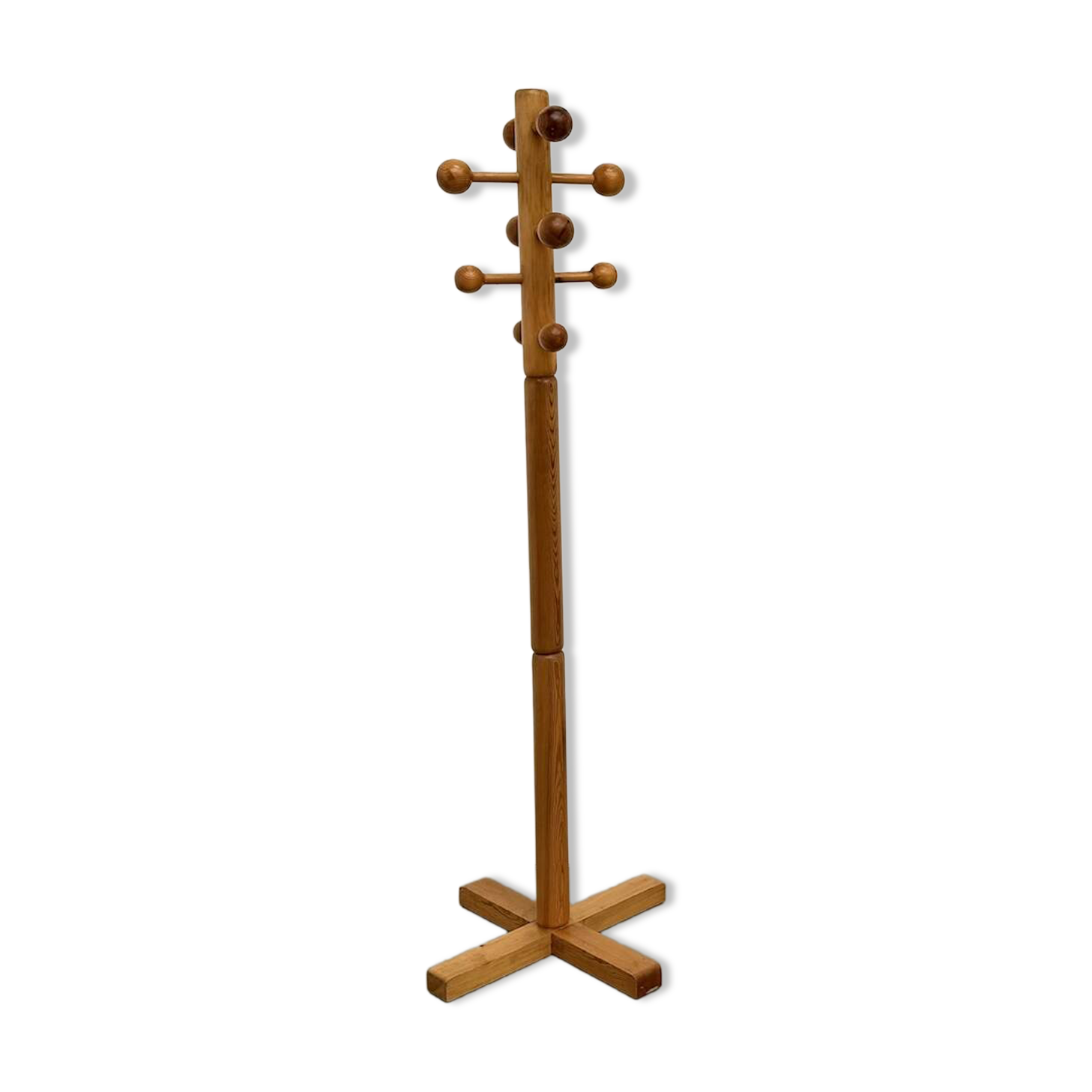 Free-standing coat rack in solid pine, Les Arcs, 1970s